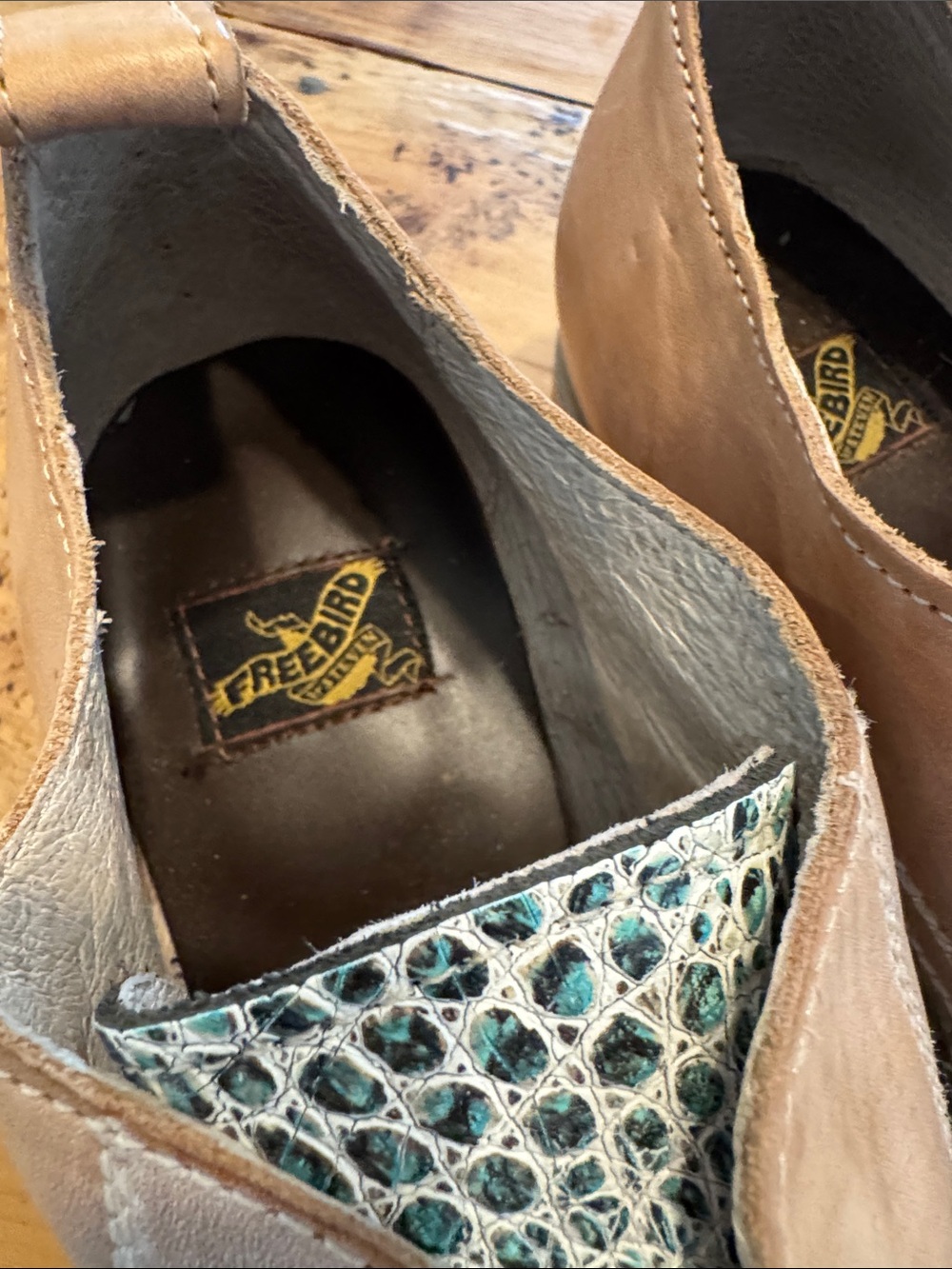 NWOT Freebird by Steven Mabel Oxford Shoes Size 10 Leather Snakeskin Print - Picture 5 of 10